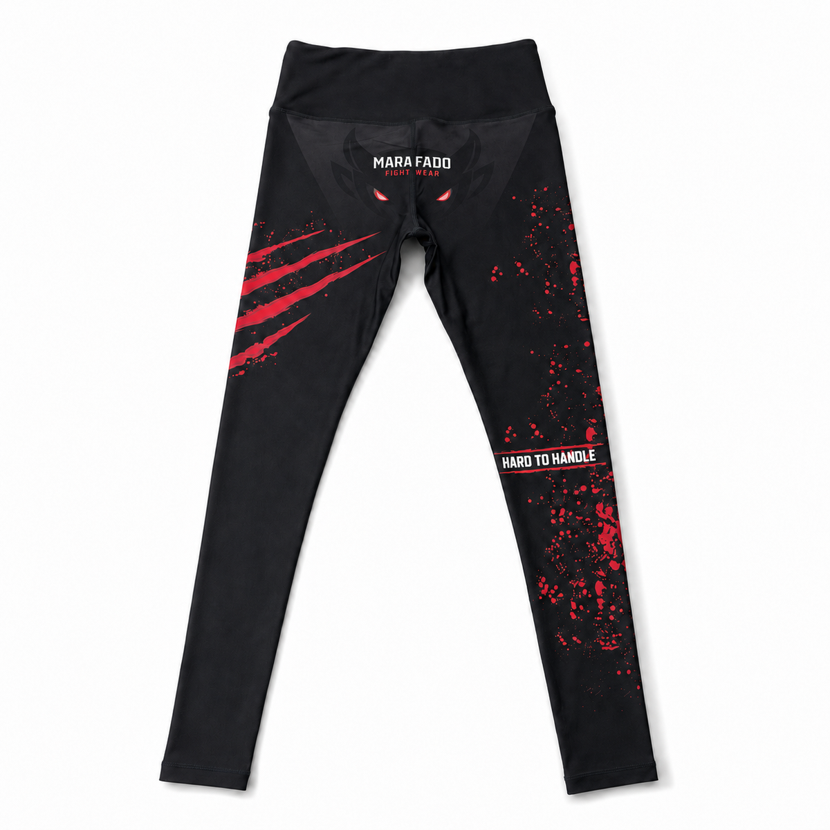 Hard to Handle Leggings femininas pretas e vermelhas, vista traseira