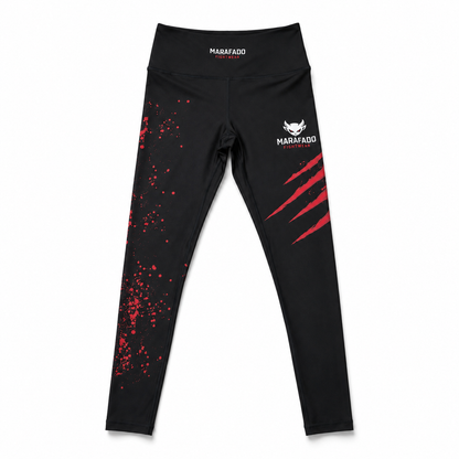 Hard to Handle Leggings femininas pretas e vermelhas, vista frontal