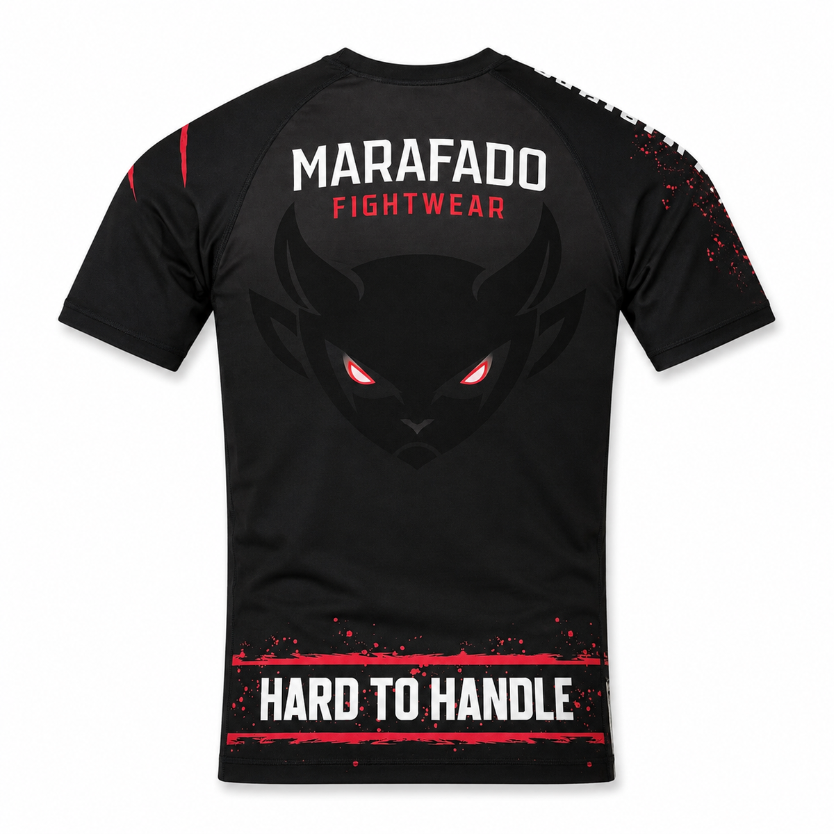 Hard to Handle Rashguard de manga curta preta e vermelha, vista traseira