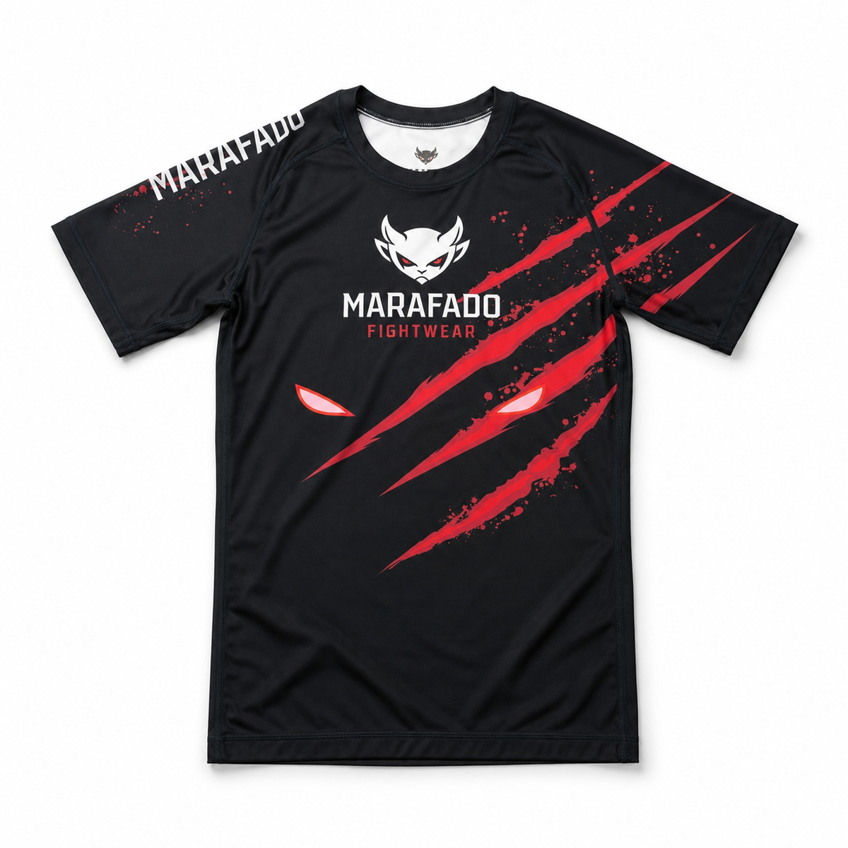 Hard to Handle Rashguard de manga curta preta e vermelha, vista frontal